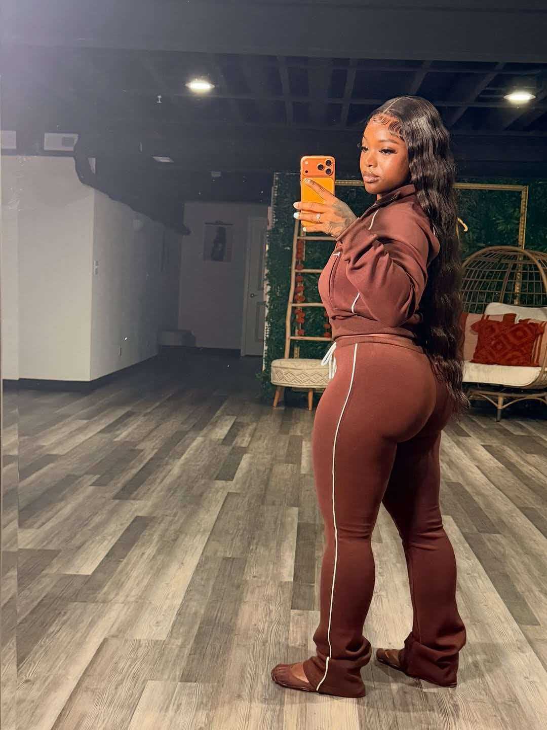 Contrast Piping Zip Hoodie And Pants Set