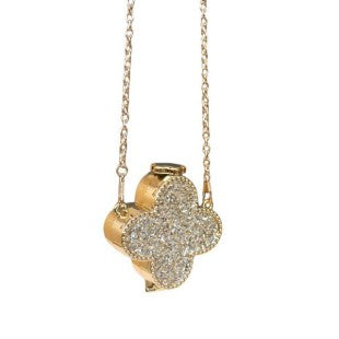 Metallic Four-Clover Mini Clutch Crossbody Handbag