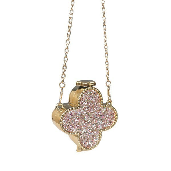 Metallic Four-Clover Mini Clutch Crossbody Handbag