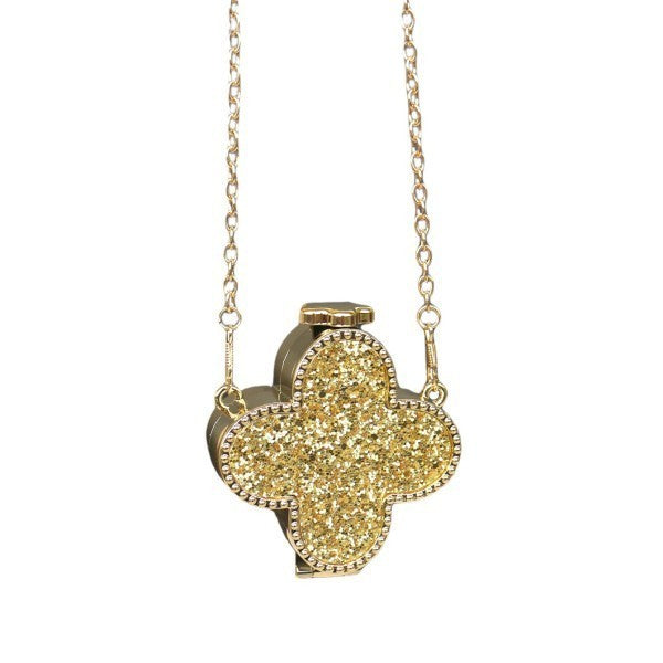 Metallic Four-Clover Mini Clutch Crossbody Handbag