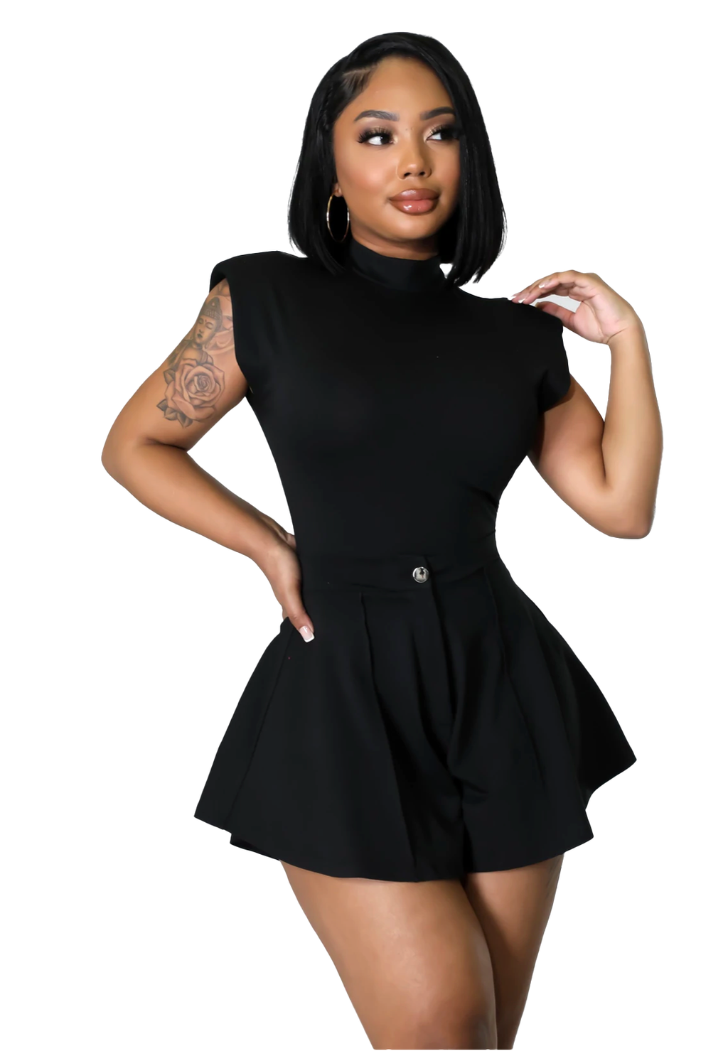 Two Piece Set: Bodysuit & Short Shorts