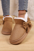 Faux Suede Bow Decor Plush Lining Snow Booties