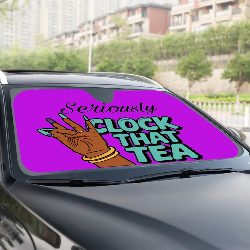 Clock That Tea Windshield Sunshade