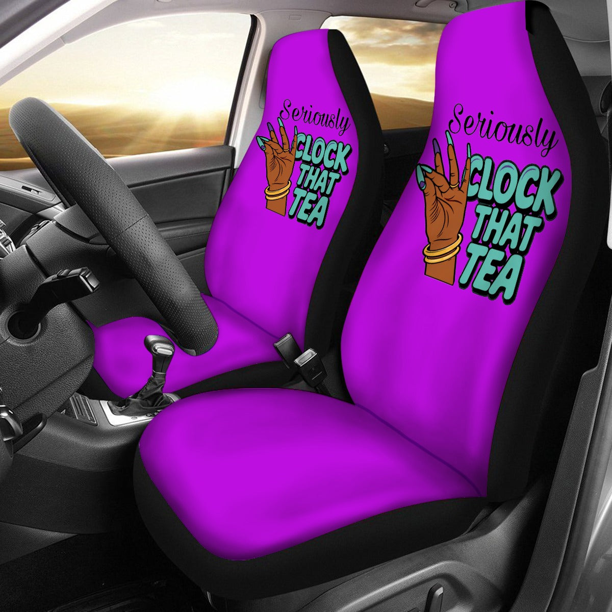 Clock That Tea Universal Car Seat Cover w/ Thick Back