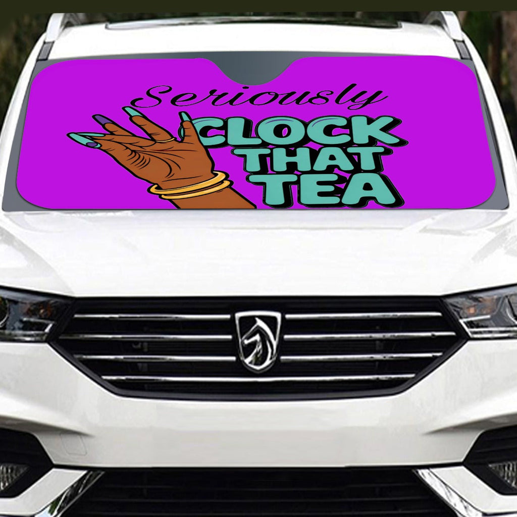 Clock That Tea Windshield Sunshade