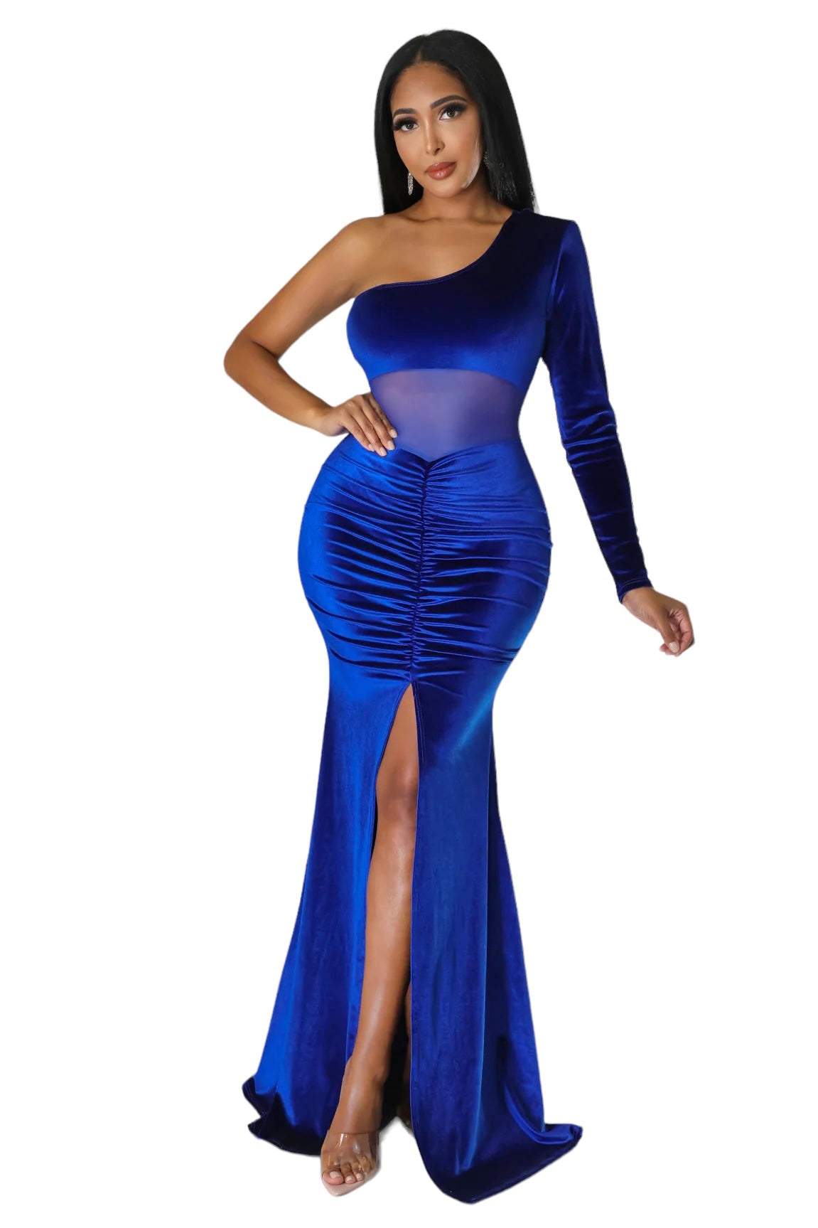 One Shoulder Velvet Cocktail Dress