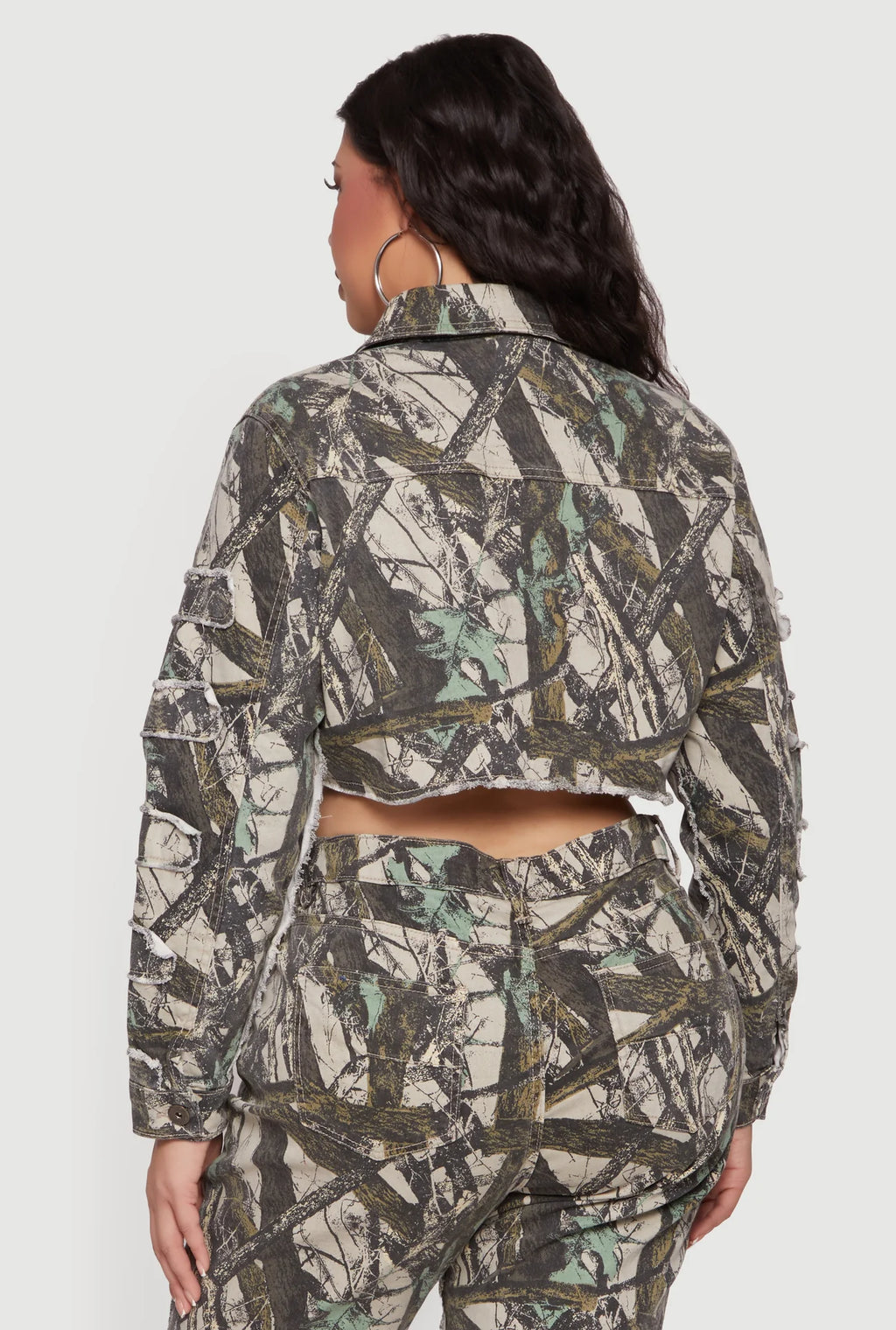 Hunter Camo Frayed Patch and Repair Jean Jacket - camouflage