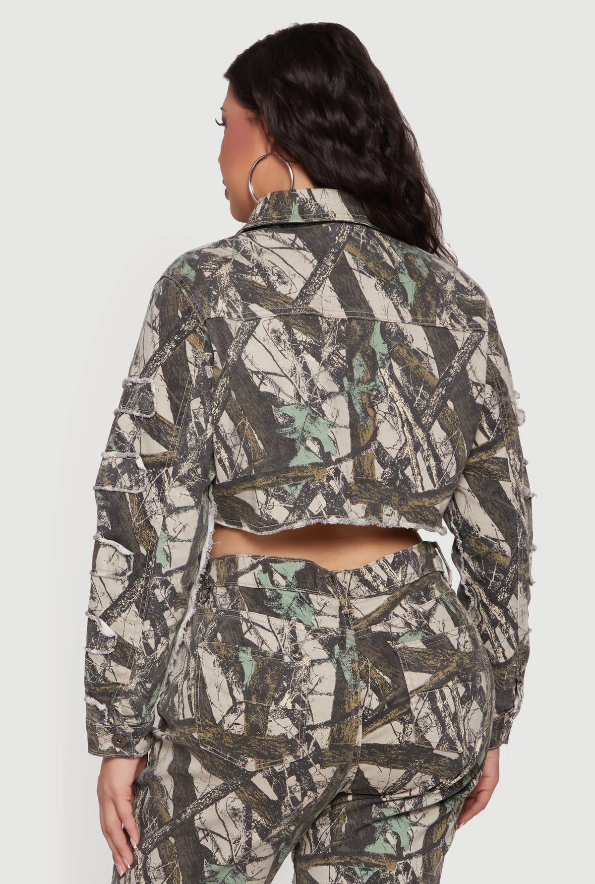 Hunter Camo Frayed Patch and Repair Jean Jacket - camouflage