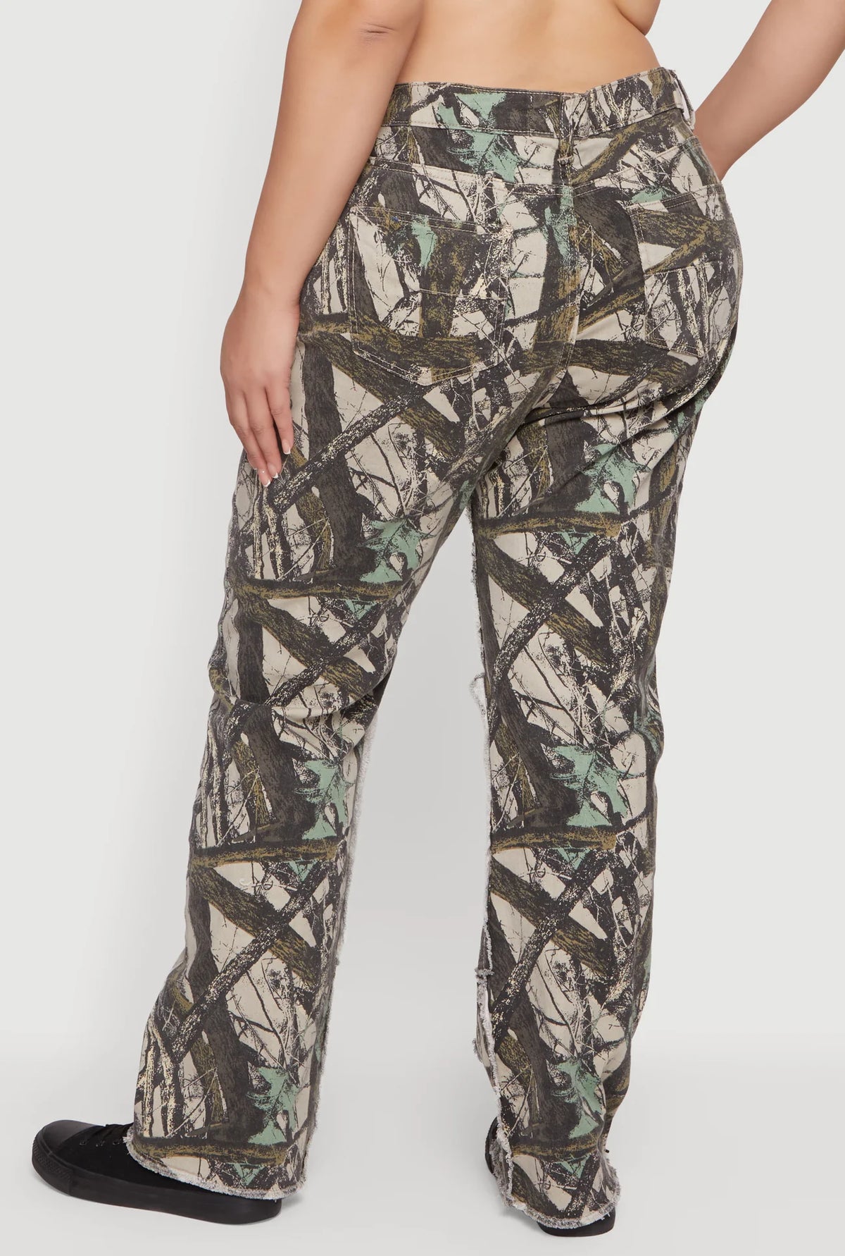 Hunter Camo Frayed Patch and Repair Jeans - Camouflage