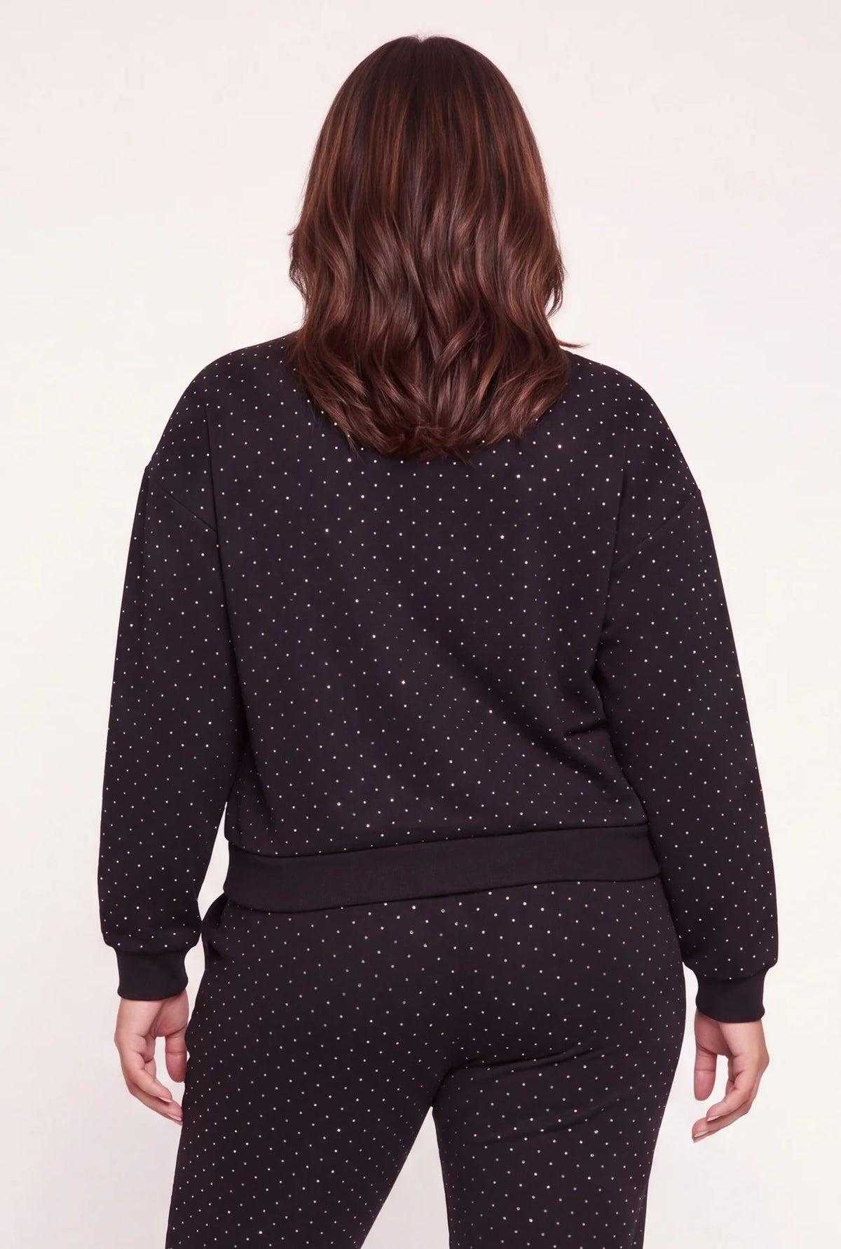 Rhinestone Detail Pullover Sweatshirt - Black