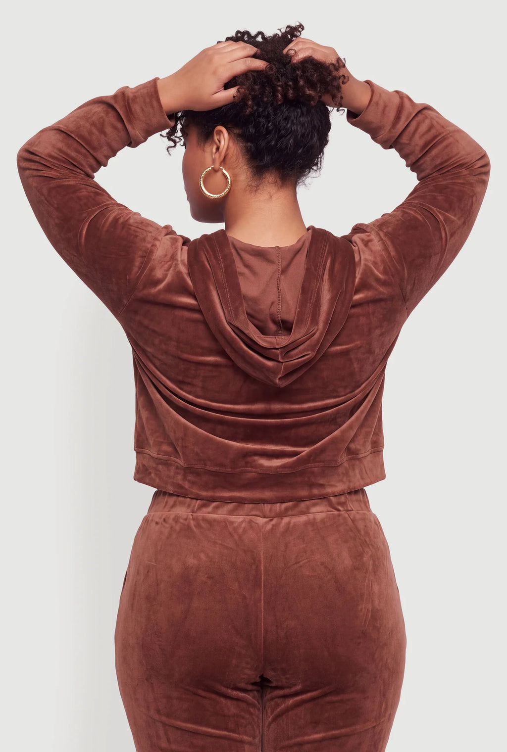 Velour Zip Front Hoodie