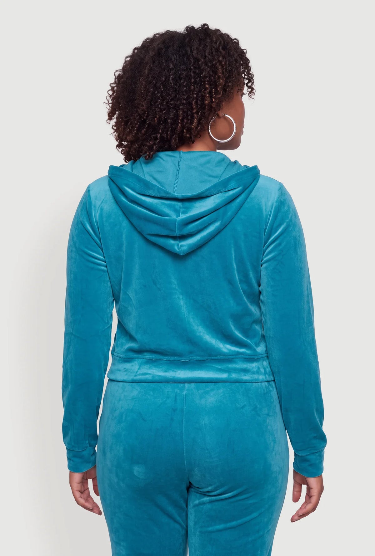 Velour Zip Front Hoodie