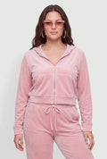 Velour Zip Front Hoodie