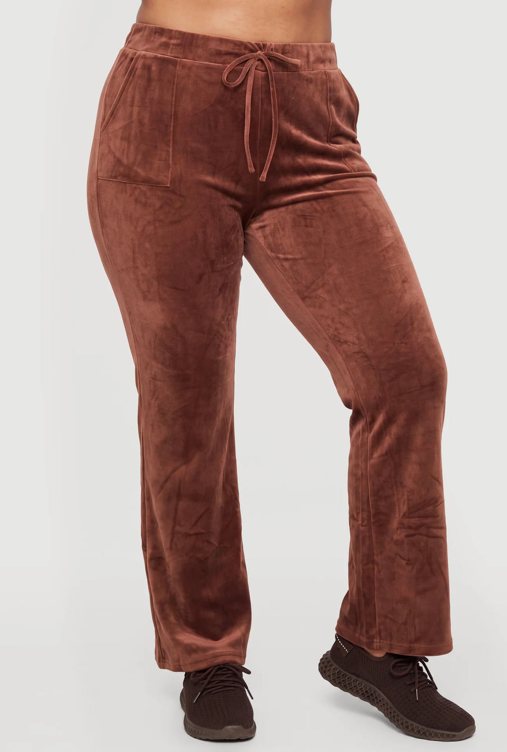 Velour Faux Drawstring High Waisted Sweatpants