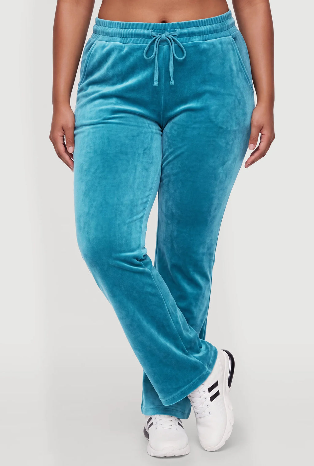 Velour Faux Drawstring High Waisted Sweatpants