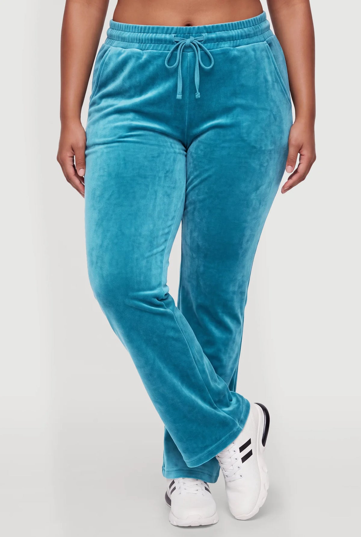Velour Faux Drawstring High Waisted Sweatpants