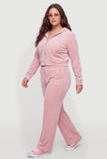 Velour Faux Drawstring High Waisted Sweatpants