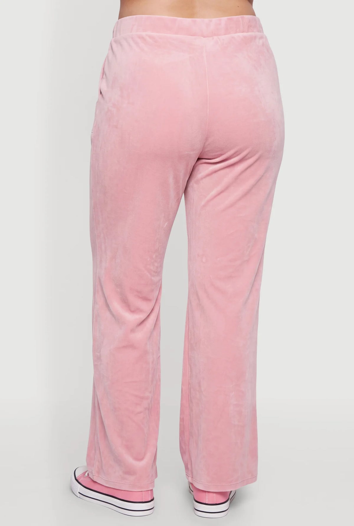 Velour Faux Drawstring High Waisted Sweatpants