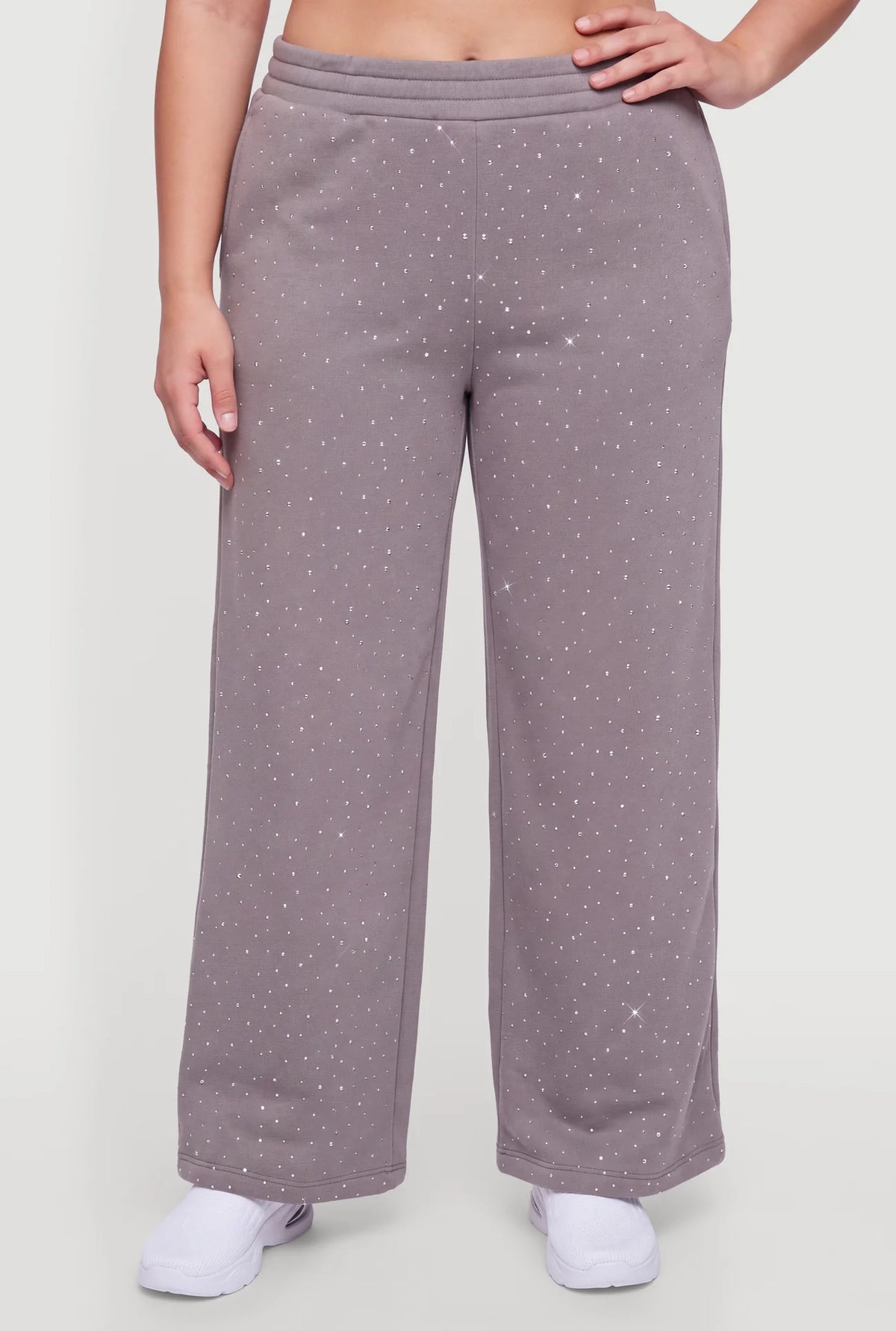 Rhinestone High Waisted Wide Leg Sweatpants