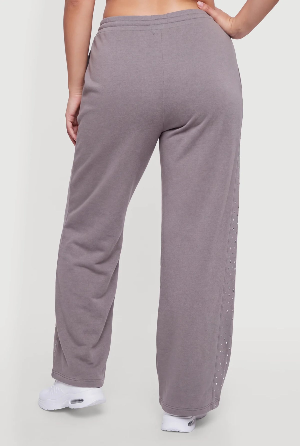 Rhinestone High Waisted Wide Leg Sweatpants