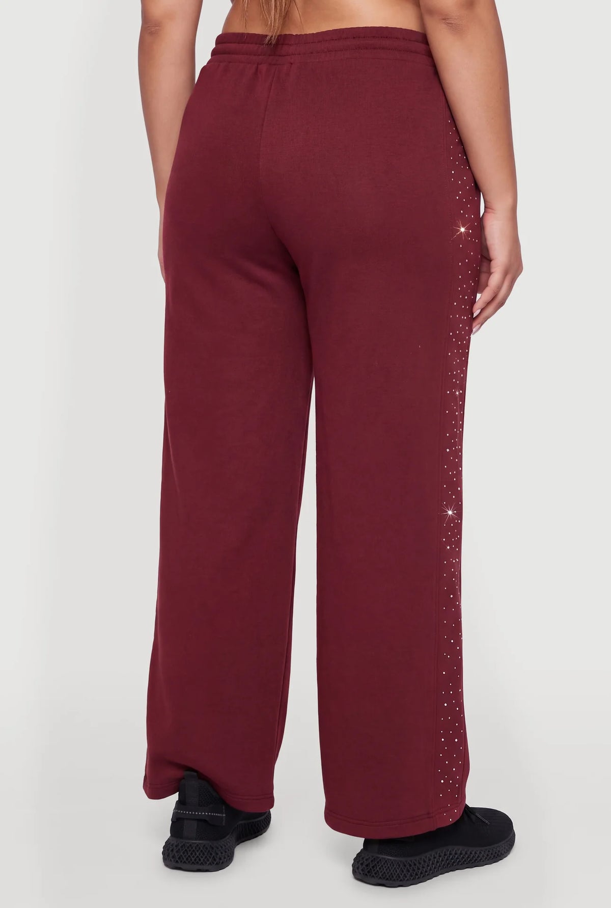 Rhinestone High Waisted Wide Leg Sweatpants
