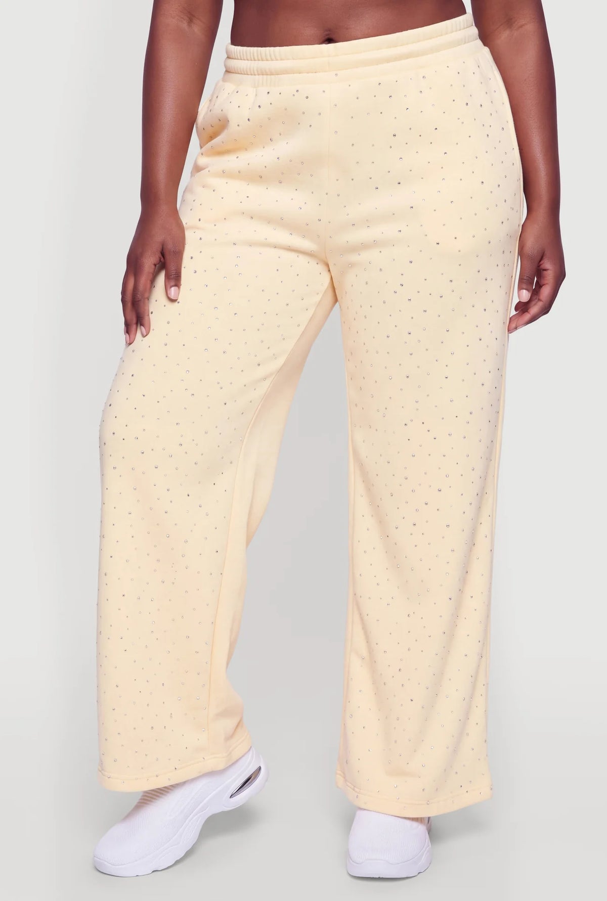 Rhinestone High Waisted Wide Leg Sweatpants