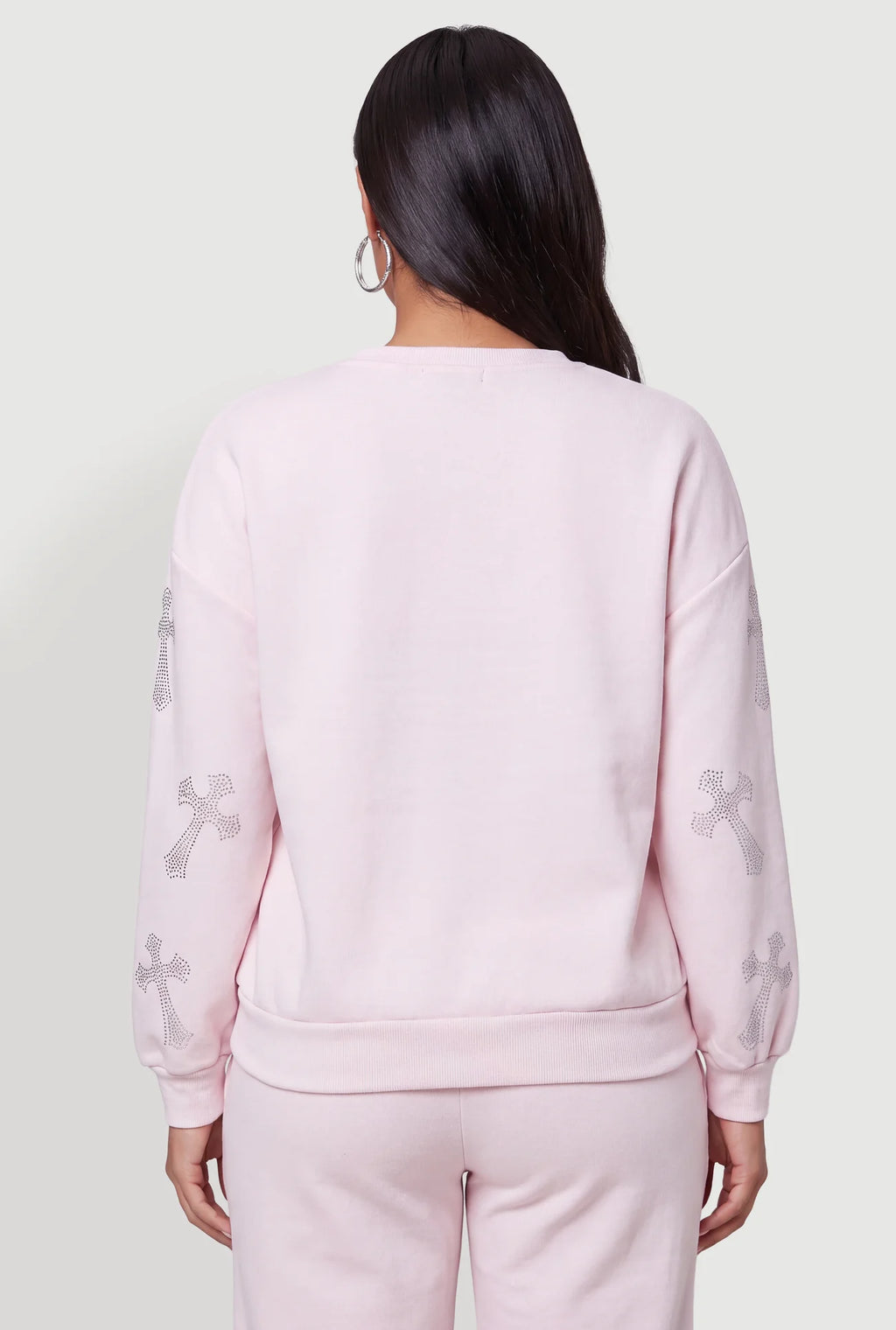 Almost Famous Rhinestone Patterned Pullover Sweatshirt