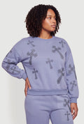 Almost Famous Rhinestone Patterned Pullover Sweatshirt