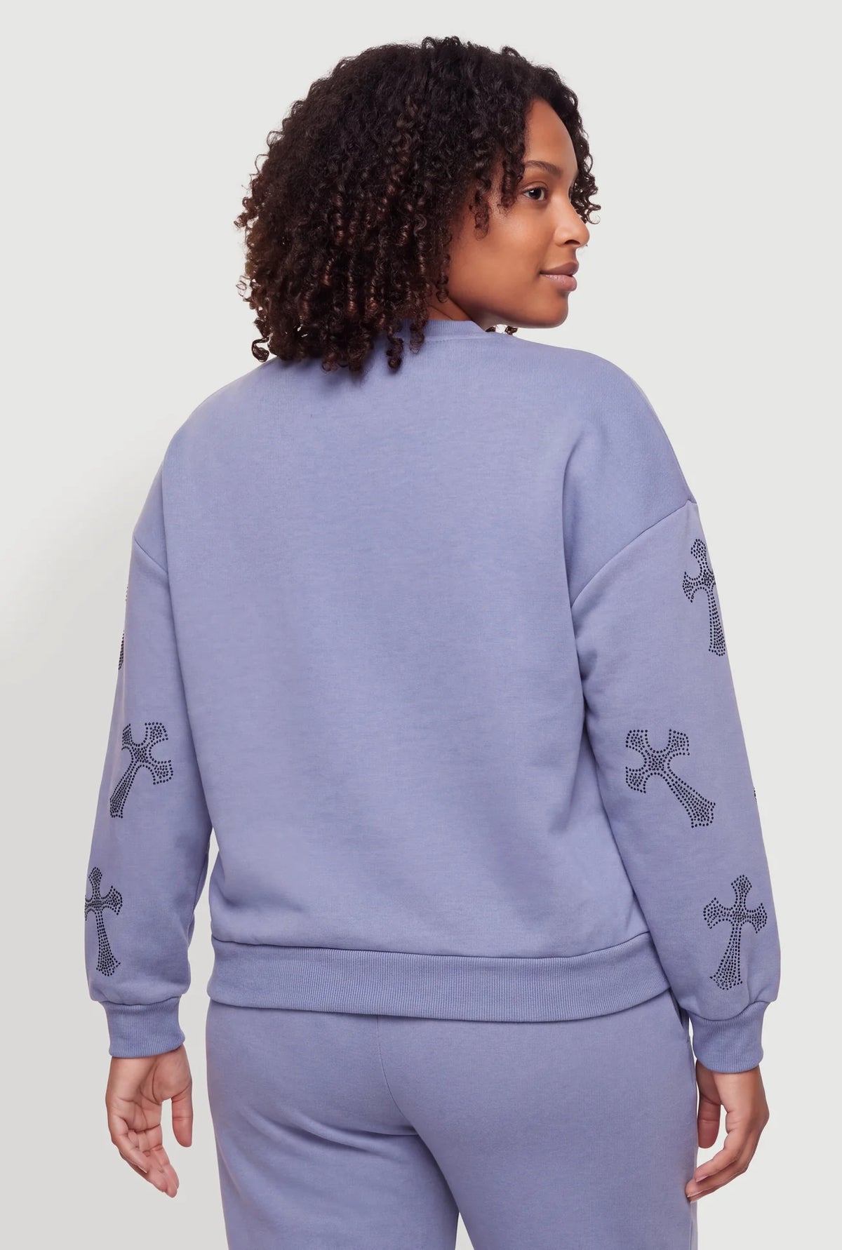 Almost Famous Rhinestone Patterned Pullover Sweatshirt