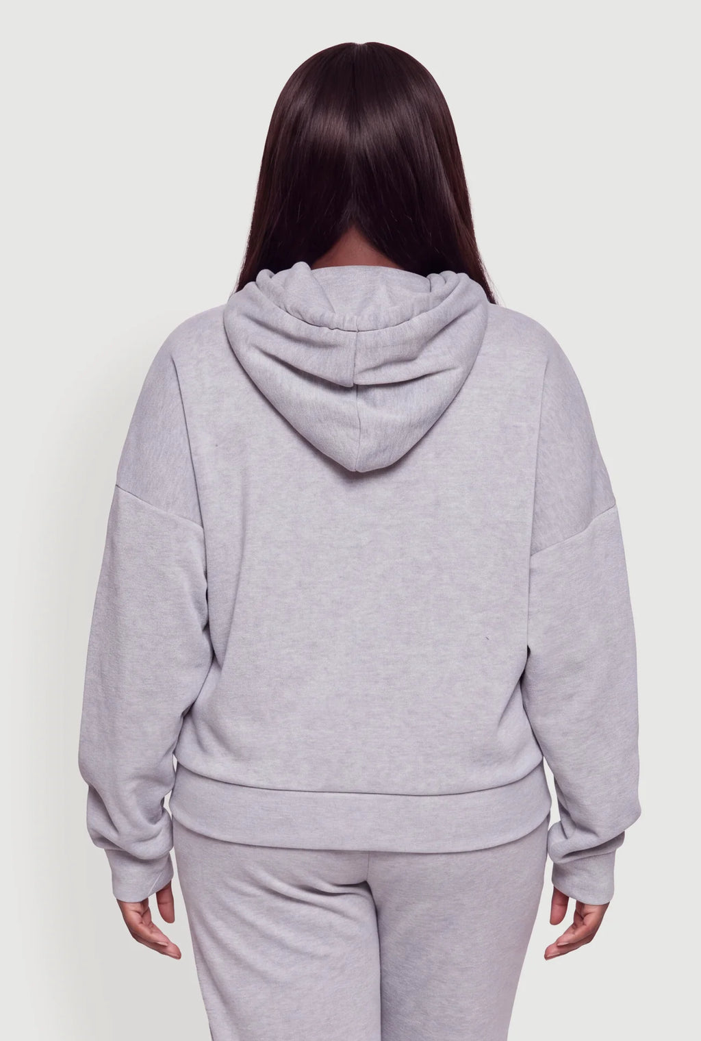 Zip Front Drop Shoulder Hooded Sweatshirt