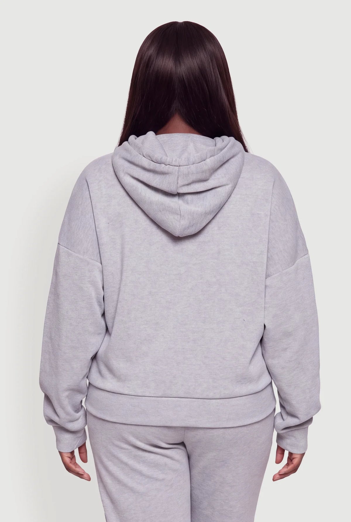 Zip Front Drop Shoulder Hooded Sweatshirt