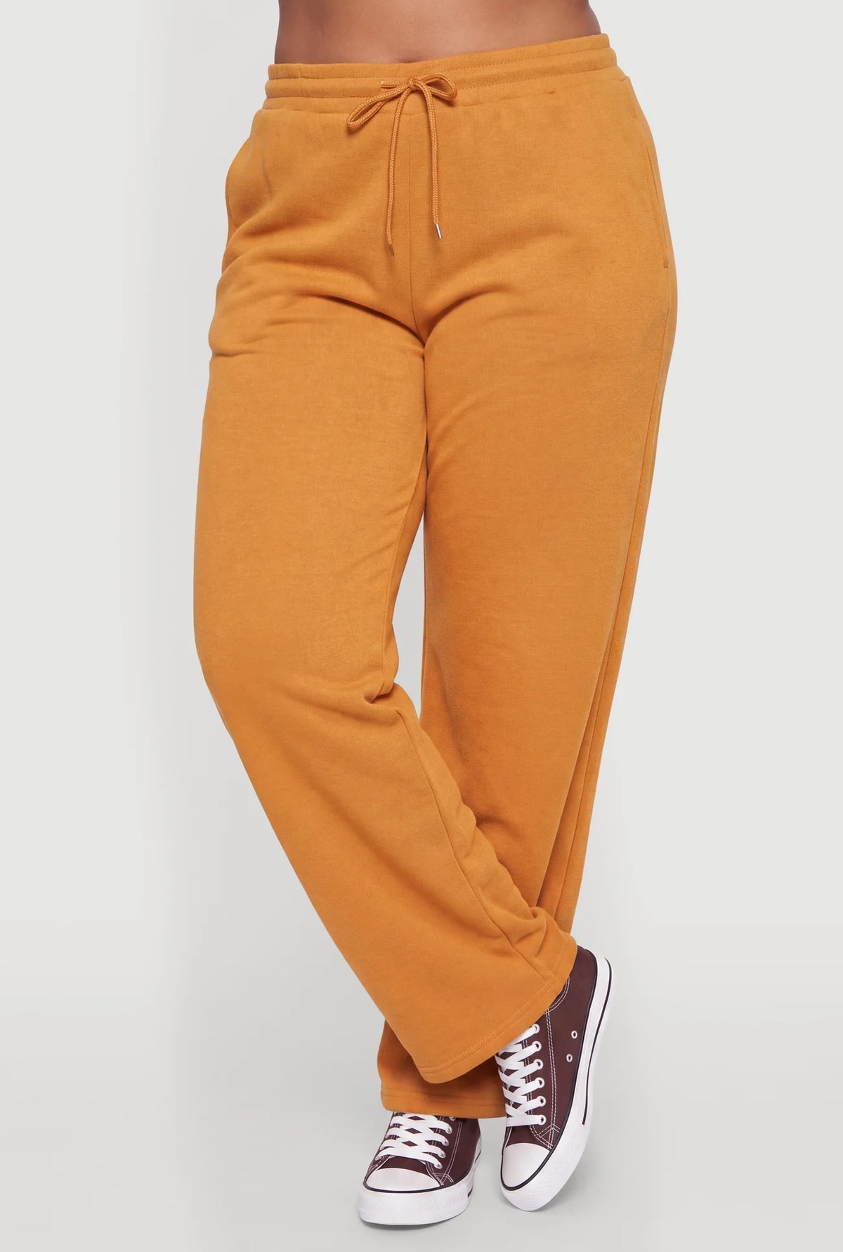 Drawstring Waist Wide Leg Basic Sweatpants