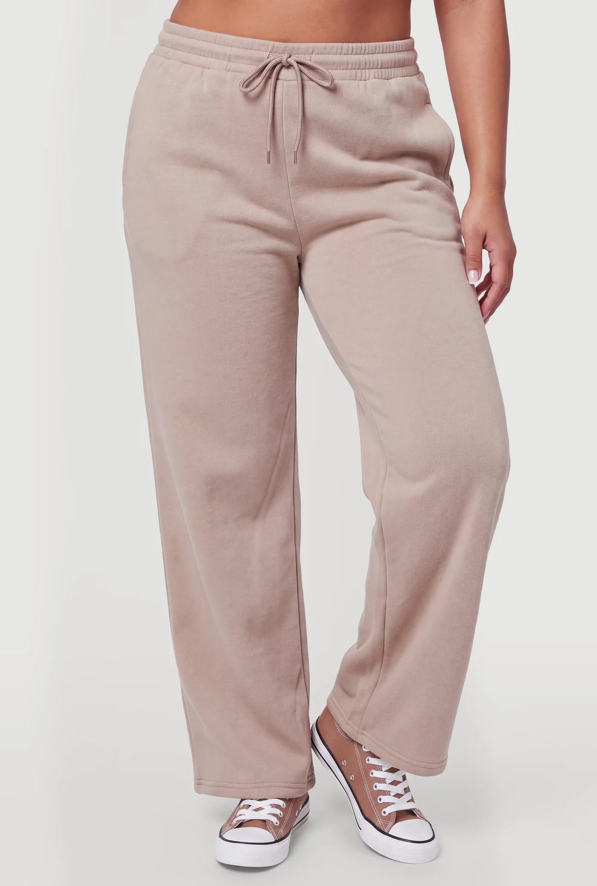 Drawstring Waist Wide Leg Basic Sweatpants