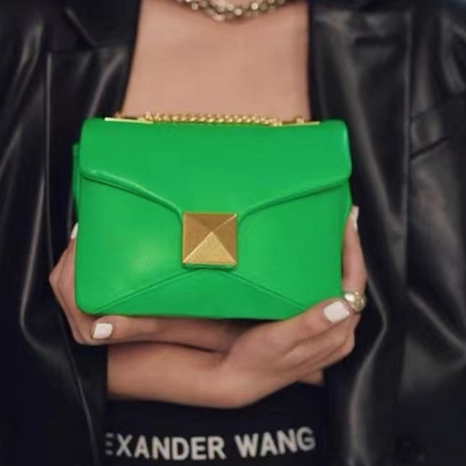 Candy-Green Leather Tote Bag