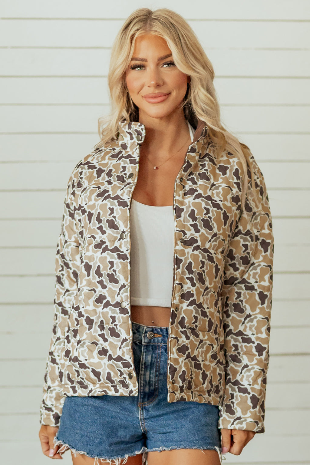 Camouflage Quilted Puffer Coat
