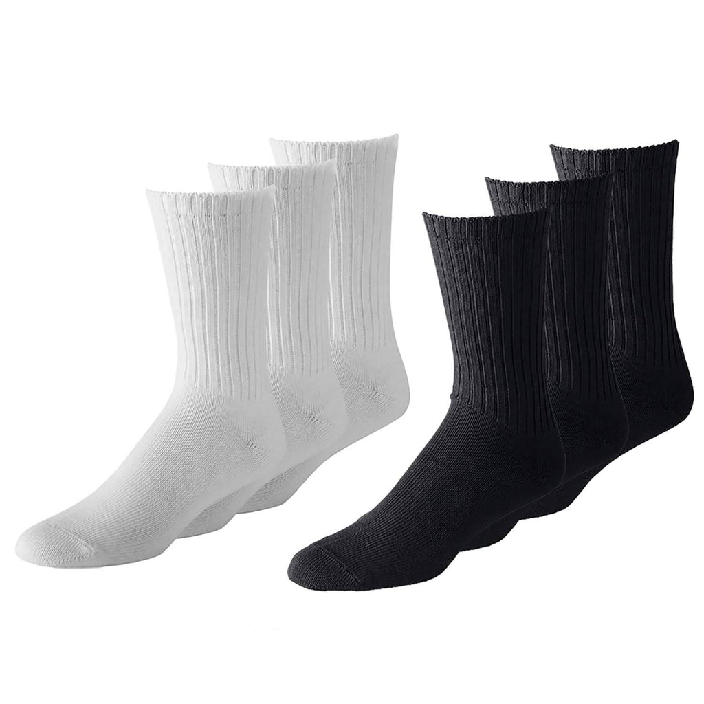 Men Crew Socks Shoe Size 10 to 13 in Black and White - Bulk Wholesale Packs
