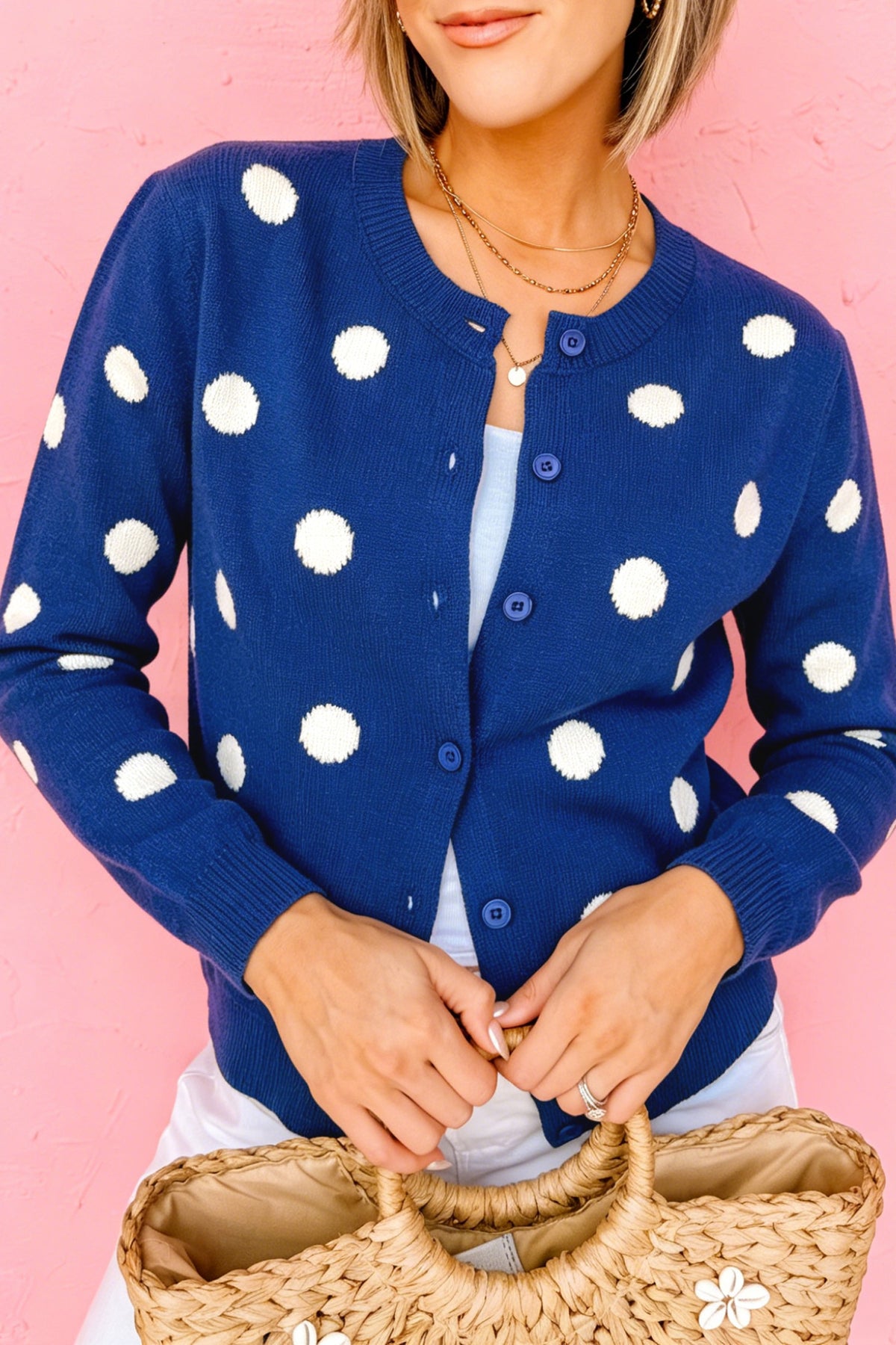 Casual Polka Dot Sweater Cardigan