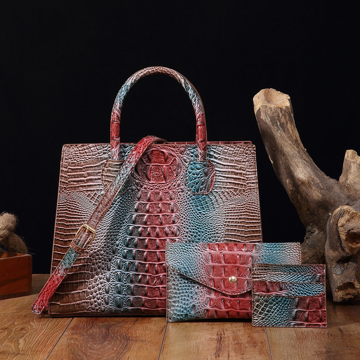 Crocodile Grain Design Tote Handbag