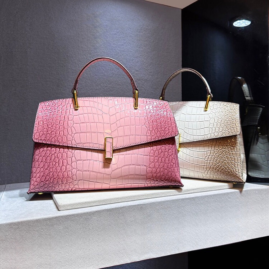 Crocodile Pattern Leather Crossbody Handbag