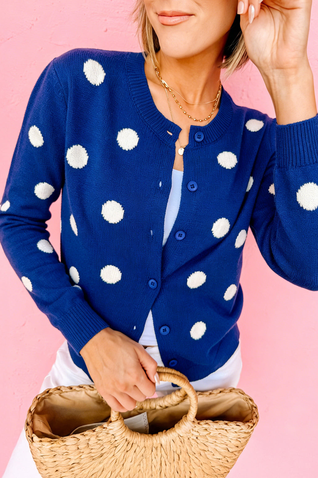 Casual Polka Dot Sweater Cardigan