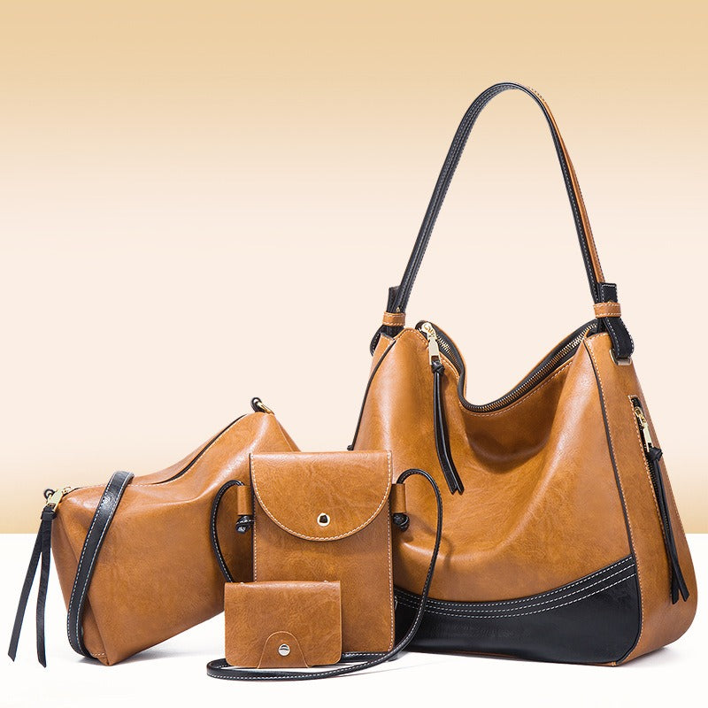 Large Capacity 4-Piece Soft Shoulder Bag Set