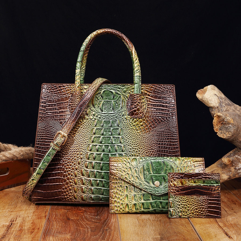 Crocodile Grain Design Tote Handbag