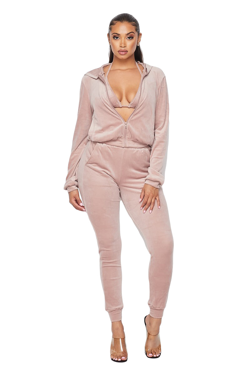 3 PC Velour Hoody Suit