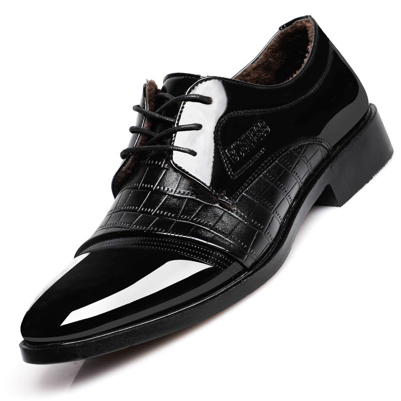 Patterned Leather Pointed Dress Shoes