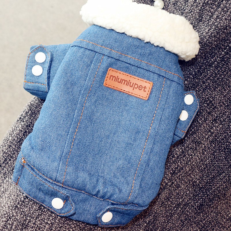 Thick Warm Cotton Jacket, Denim Pet Clothes