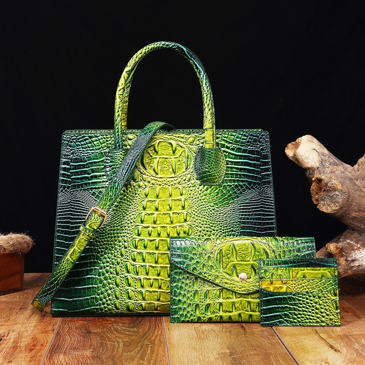Crocodile Grain Design Tote Handbag