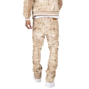 Positano Ripped Overlay Jeans - Khaki