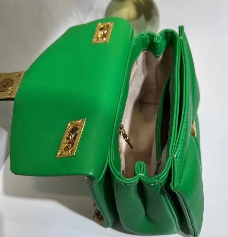 Candy-Green Leather Tote Bag