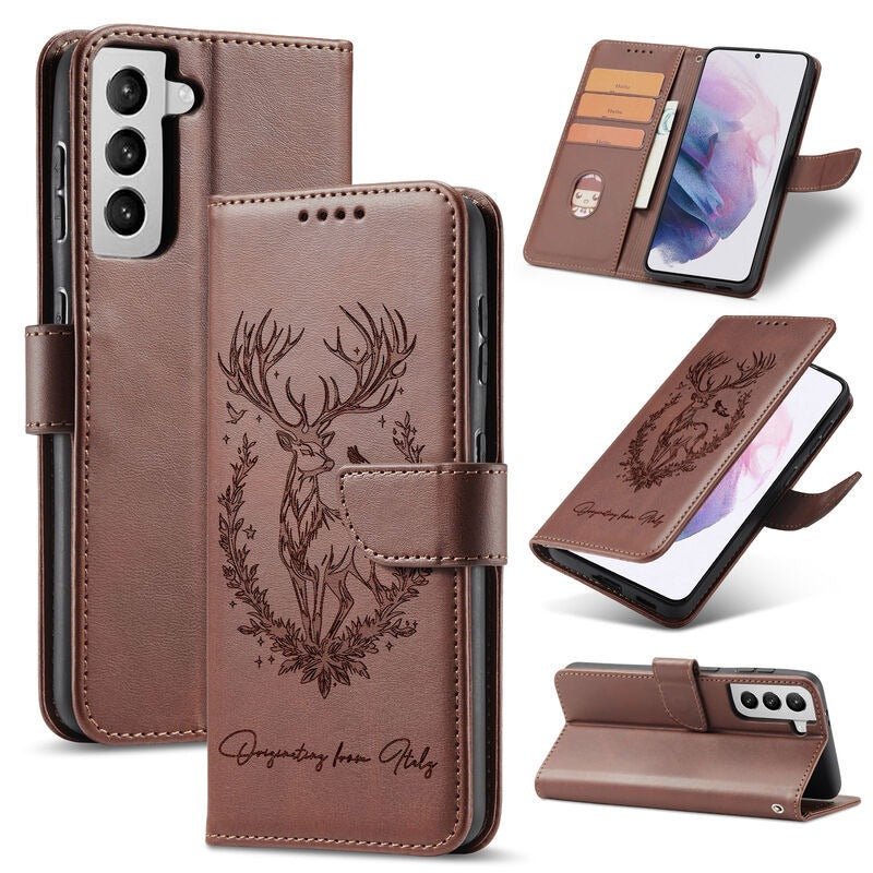 Deer-Print Leather Phone Case