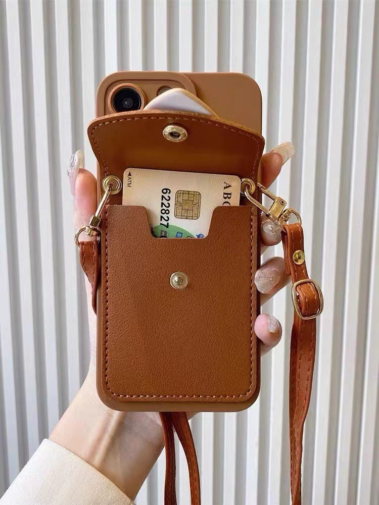 Leather Phone Case with Brown Heart Card Holder